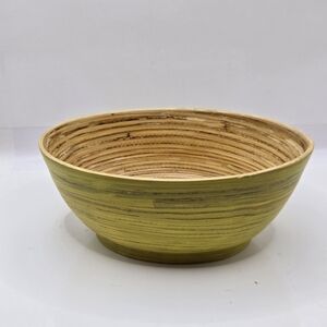 Hand Crafted Green and Tan Decorative Bowl